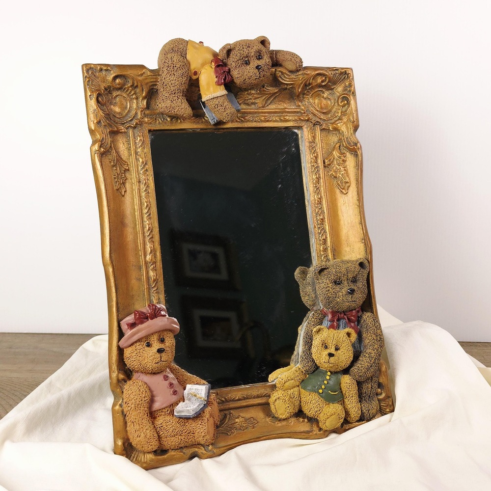 Vintage Teddy Bear Tabletop Mirror, 1990s Decor